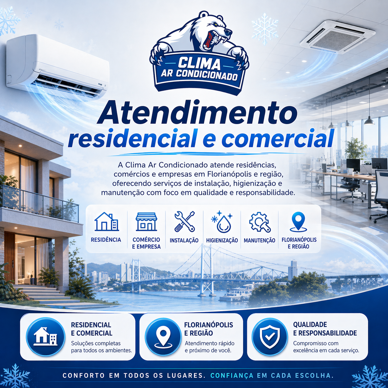 Atendimento residencial e comercial em Florianópolis - Clima Ar Condicionado